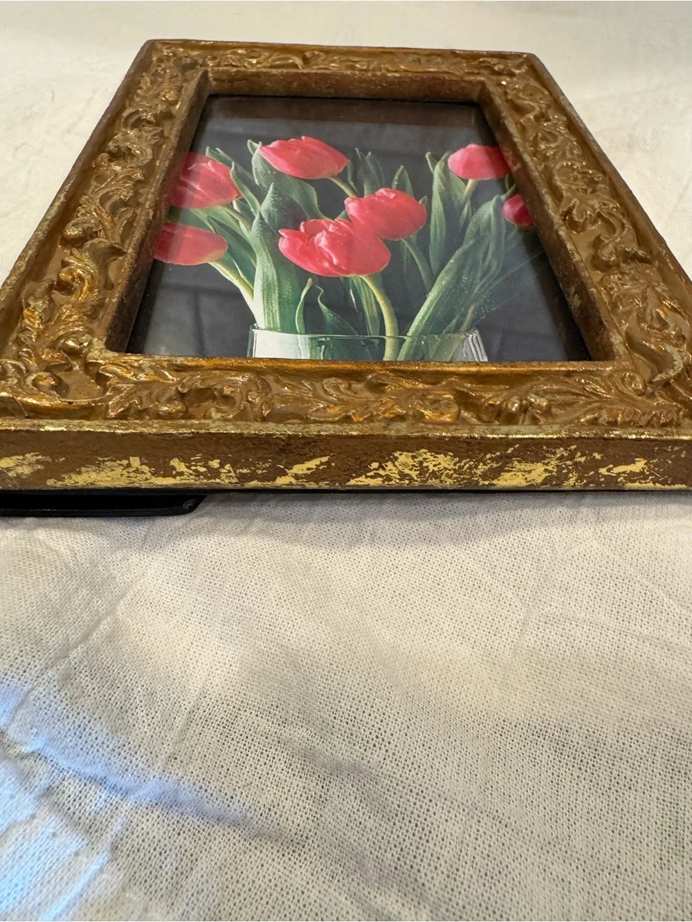 Vintage Ornate Gold Picture Frame 5x7 Baroque Style Tabletop Easel Resin
